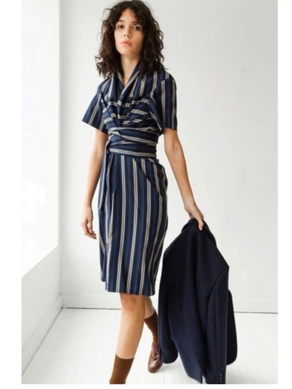 Caron Callahan Jocelyn Dress striped navy size small